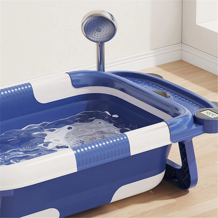 RJ307 Newborn Bathtub TPE+PP Infant Baby Bath Tub with Soft Cushion - Blue - 4
