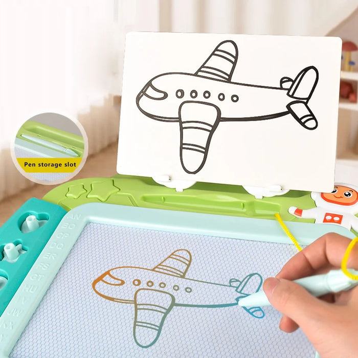 5504 Toddlers Magnetic Writing Doodle Tablet Drawing Board Kids Toy with Puzzle Game - Green - 2