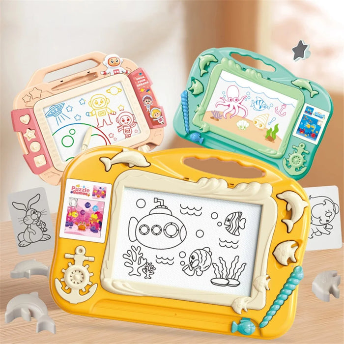 5504 Toddlers Magnetic Writing Doodle Tablet Drawing Board Kids Toy with Puzzle Game - Green - 5