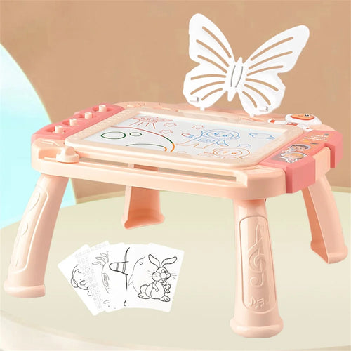 5503 Kids Magnetic DIY Drawing Board Toddlers Writing Doodle Tablet with Tablet Legs - Pink - 1