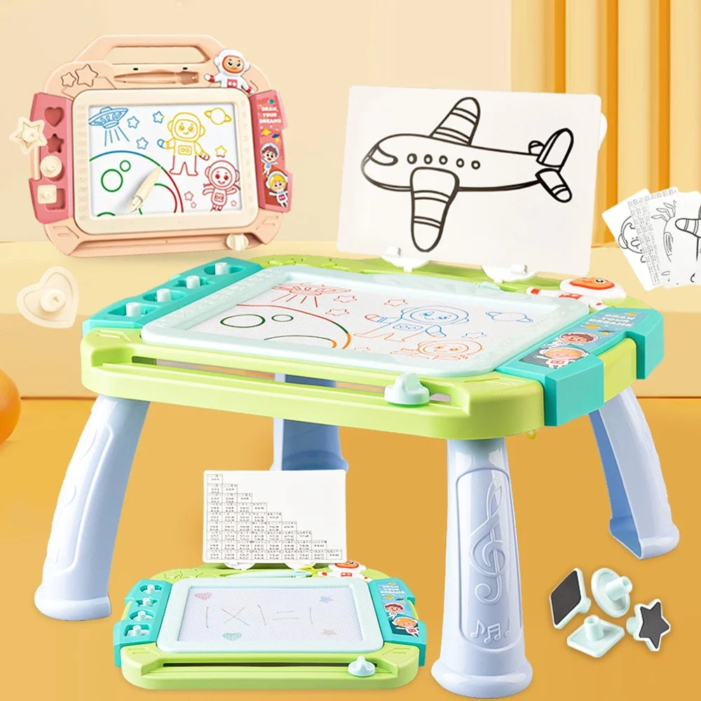 5503 Kids Magnetic DIY Drawing Board Toddlers Writing Doodle Tablet with Tablet Legs - Pink - 5