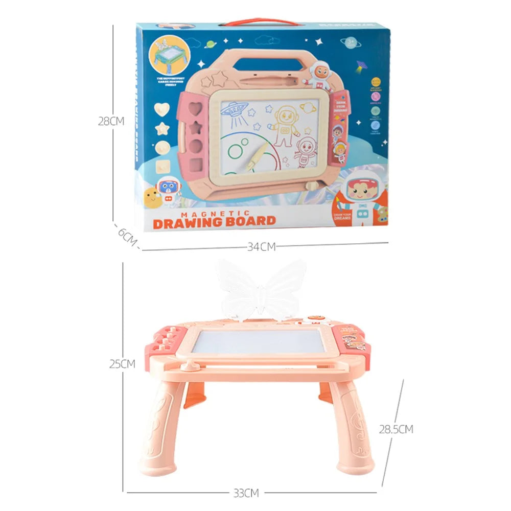 5503 Kids Magnetic DIY Drawing Board Toddlers Writing Doodle Tablet with Tablet Legs - Pink - 6