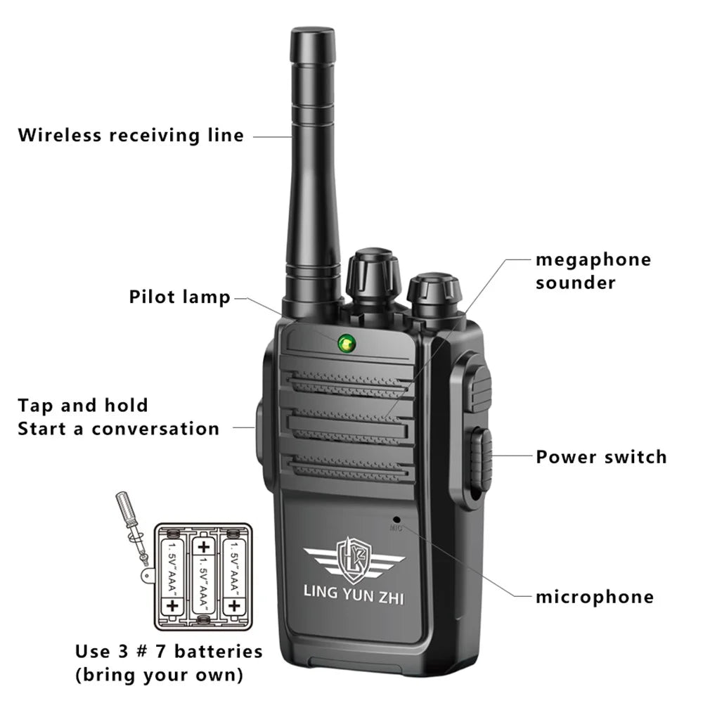 LZ031 1 Pair Kids Walkie Talkies Gifts Voice Call Family Walkie Talkie for Camping Hiking Indoor Outdoor - Black - 6