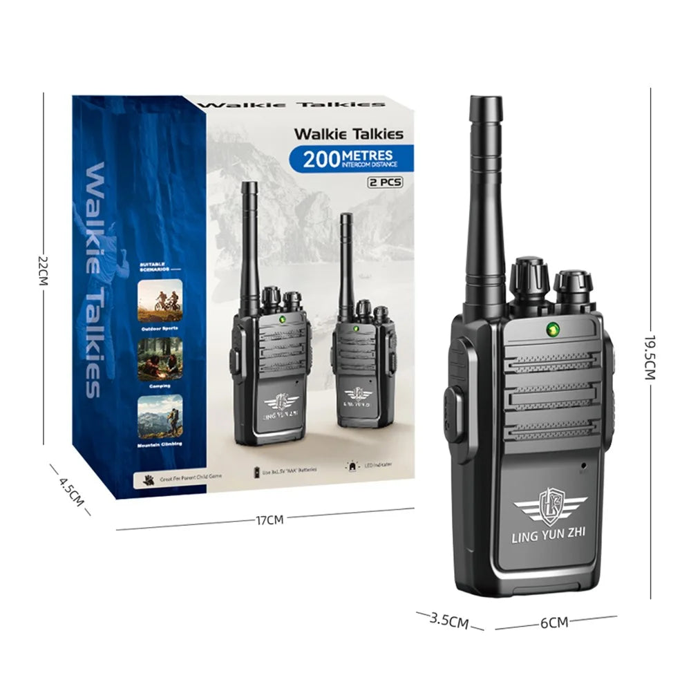 LZ031 1 Pair Kids Walkie Talkies Gifts Voice Call Family Walkie Talkie for Camping Hiking Indoor Outdoor - Black - 7