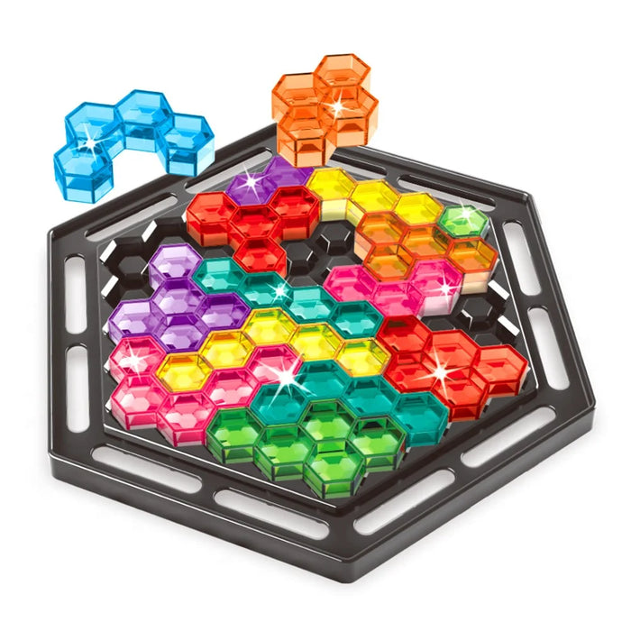 2-in-1 Puzzle Chess Parent-Child Interactive Board Game Hand-Eye Coordination Educational Toy - Hexagonal - 1