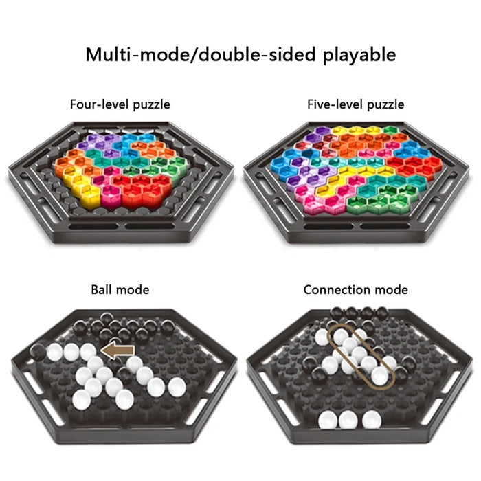 2-in-1 Puzzle Chess Parent-Child Interactive Board Game Hand-Eye Coordination Educational Toy - Hexagonal - 3