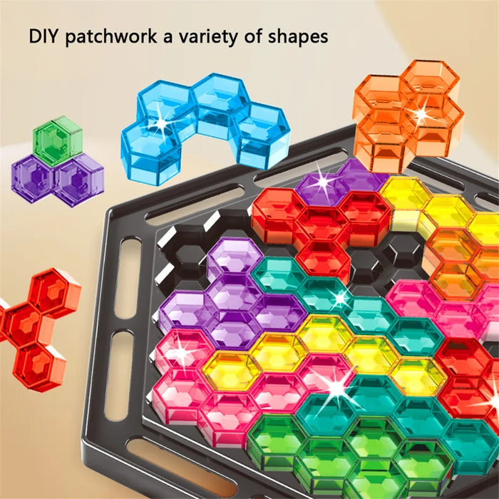 2-in-1 Puzzle Chess Parent-Child Interactive Board Game Hand-Eye Coordination Educational Toy - Hexagonal - 4