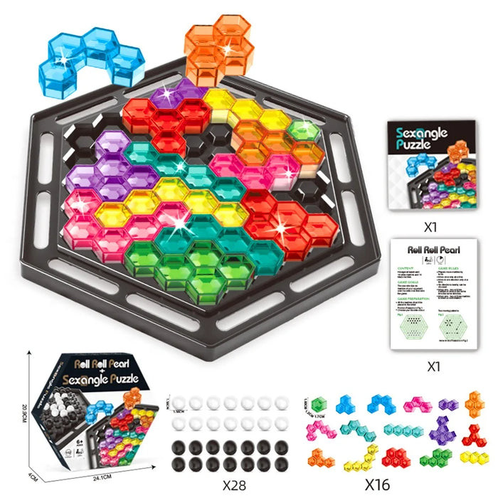 2-in-1 Puzzle Chess Parent-Child Interactive Board Game Hand-Eye Coordination Educational Toy - Hexagonal - 5