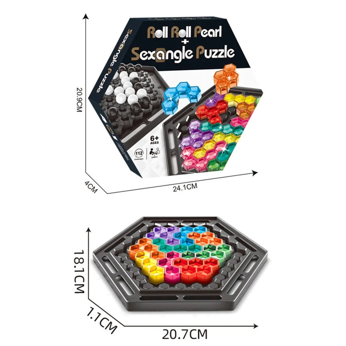 2-in-1 Puzzle Chess Parent-Child Interactive Board Game Hand-Eye Coordination Educational Toy - Hexagonal - 6