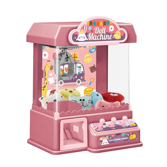 JJT839A Claw Machine Doll Machine with 10 Dolls, 20 Coins, 10 Twisted Egg Sounds and Lights Doll Machine Best Gift Toy for Kids Support USB / Battery Dual Powered - Pink - 4