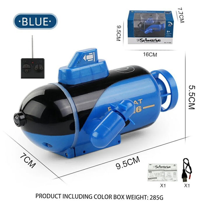777-589 RC Submarine Toy Diving Boat Remote Control Electric Rechargeable Toy - Blue - 7