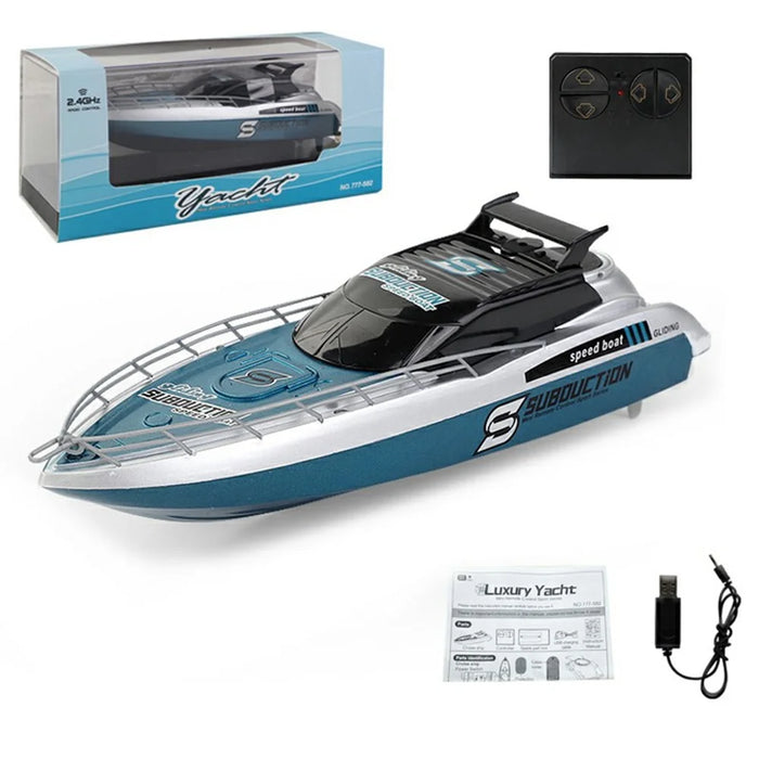 777-582 2.4G RC Submarine Model Mini Speed Boat Simulation Remote Control Aircraft Carrier Toy - Blue - 1