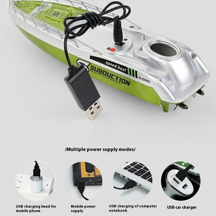 777-582 2.4G RC Submarine Model Mini Speed Boat Simulation Remote Control Aircraft Carrier Toy - Blue - 6