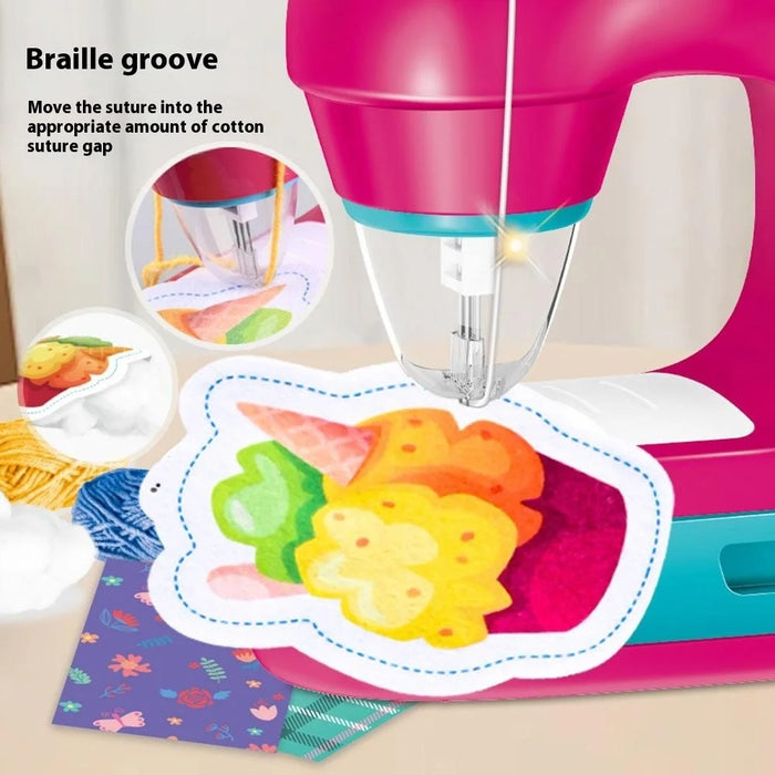 JJT7801 Kids DIY Electric Sewing Machine Toy Set for Girls, Non-Woven Fabric Craft Kit Pretend Play Tailor Toy - 5