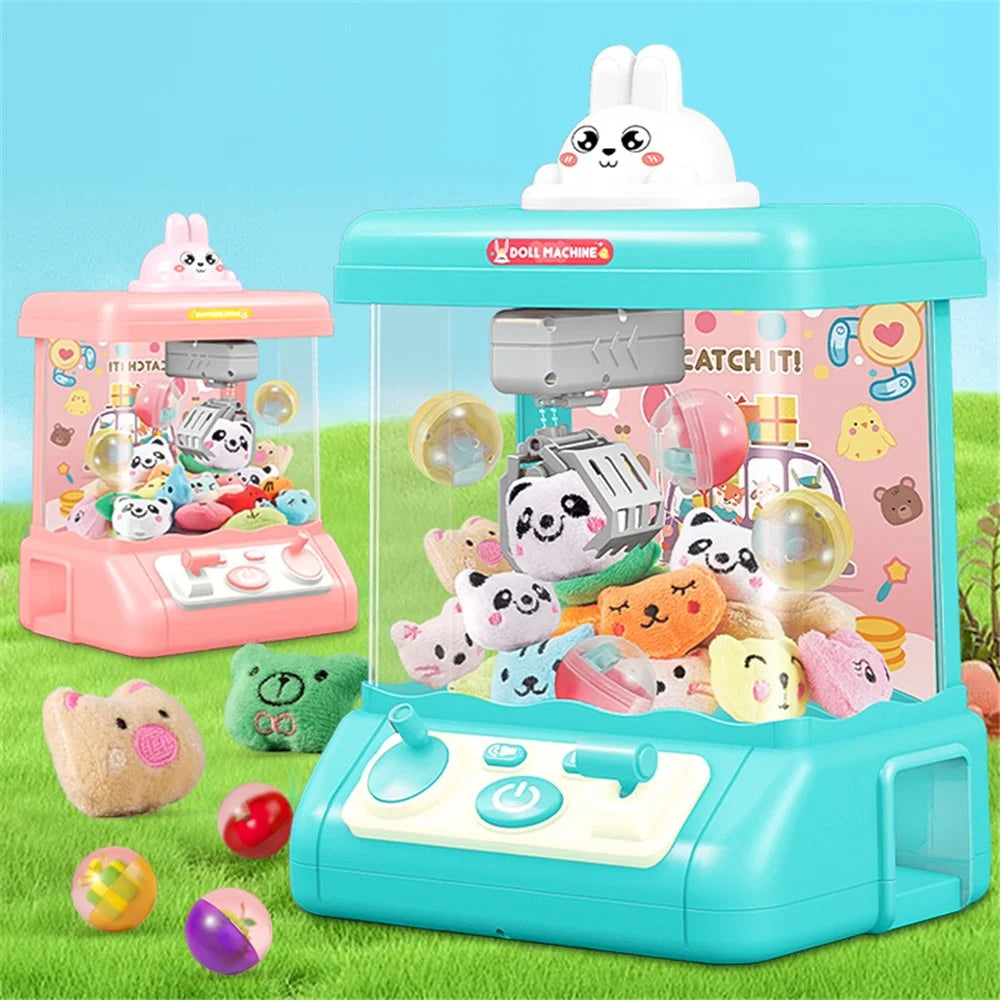 839B DIY Twist Egg Doll Machine Kids Play Game Mini Electric Grab Doll Machine with Light and Sound Children Toy Gift - Green - 2