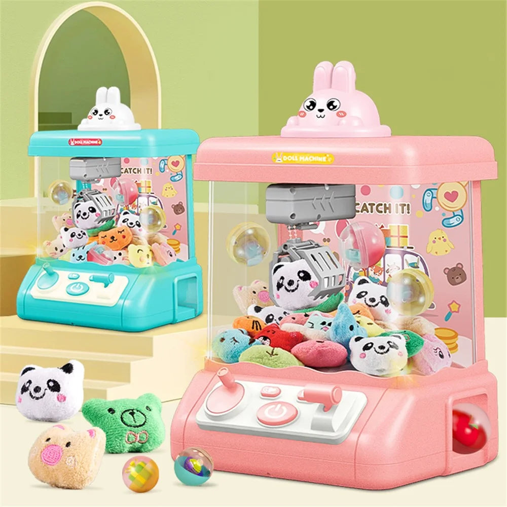839B DIY Twist Egg Doll Machine Kids Play Game Mini Electric Grab Doll Machine with Light and Sound Children Toy Gift - Green - 3