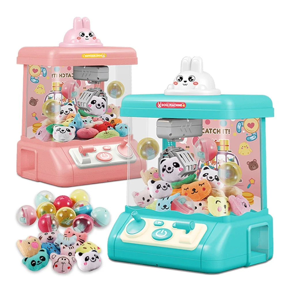 839B DIY Twist Egg Doll Machine Kids Play Game Mini Electric Grab Doll Machine with Light and Sound Children Toy Gift - Green - 4