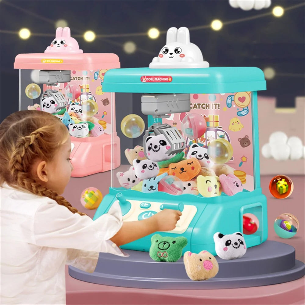 839B DIY Twist Egg Doll Machine Kids Play Game Mini Electric Grab Doll Machine with Light and Sound Children Toy Gift - Green - 5