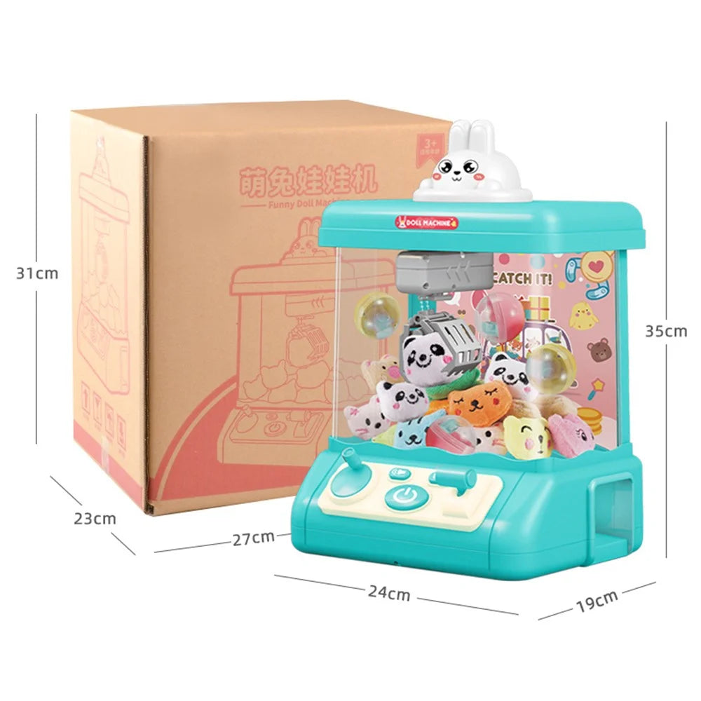 839B DIY Twist Egg Doll Machine Kids Play Game Mini Electric Grab Doll Machine with Light and Sound Children Toy Gift - Green - 6