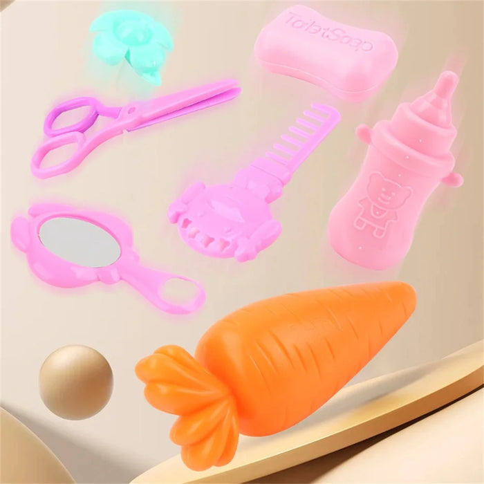 JLX688-261A / 262A Kids Pretend Play Pet Stroller Toy Cute Doll Cart with Rich Accessories - Rabbit - 5
