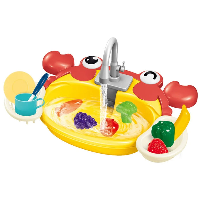 Children's Play Kitchen Toys Set Water Pretend Play House Simulation Electric Dishwasher - Red Crab - 1