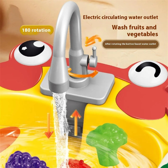 Children's Play Kitchen Toys Set Water Pretend Play House Simulation Electric Dishwasher - Red Crab - 2