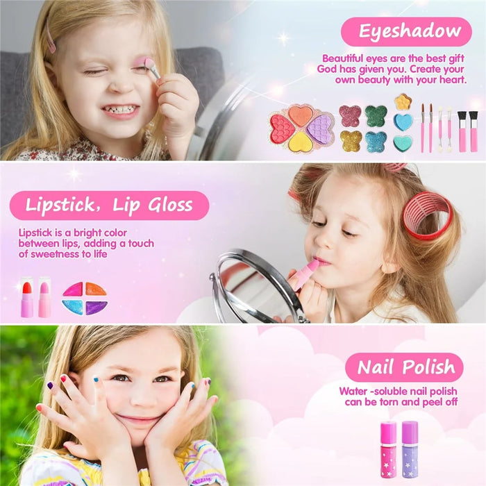 ZR-45C Children's Makeup Toy Kit Gift Pretend Play Cosmetics Set with Storage Carrying Case - 4