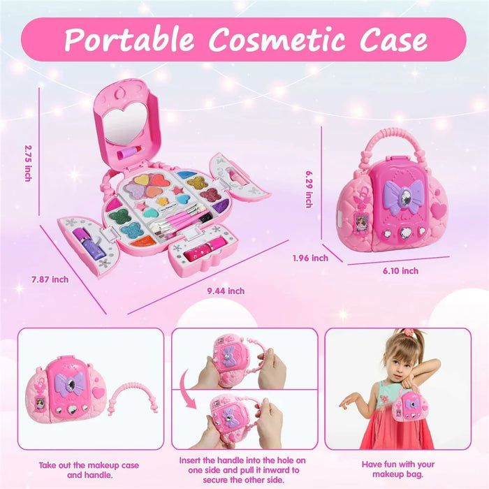 ZR-45C Children's Makeup Toy Kit Gift Pretend Play Cosmetics Set with Storage Carrying Case - 7