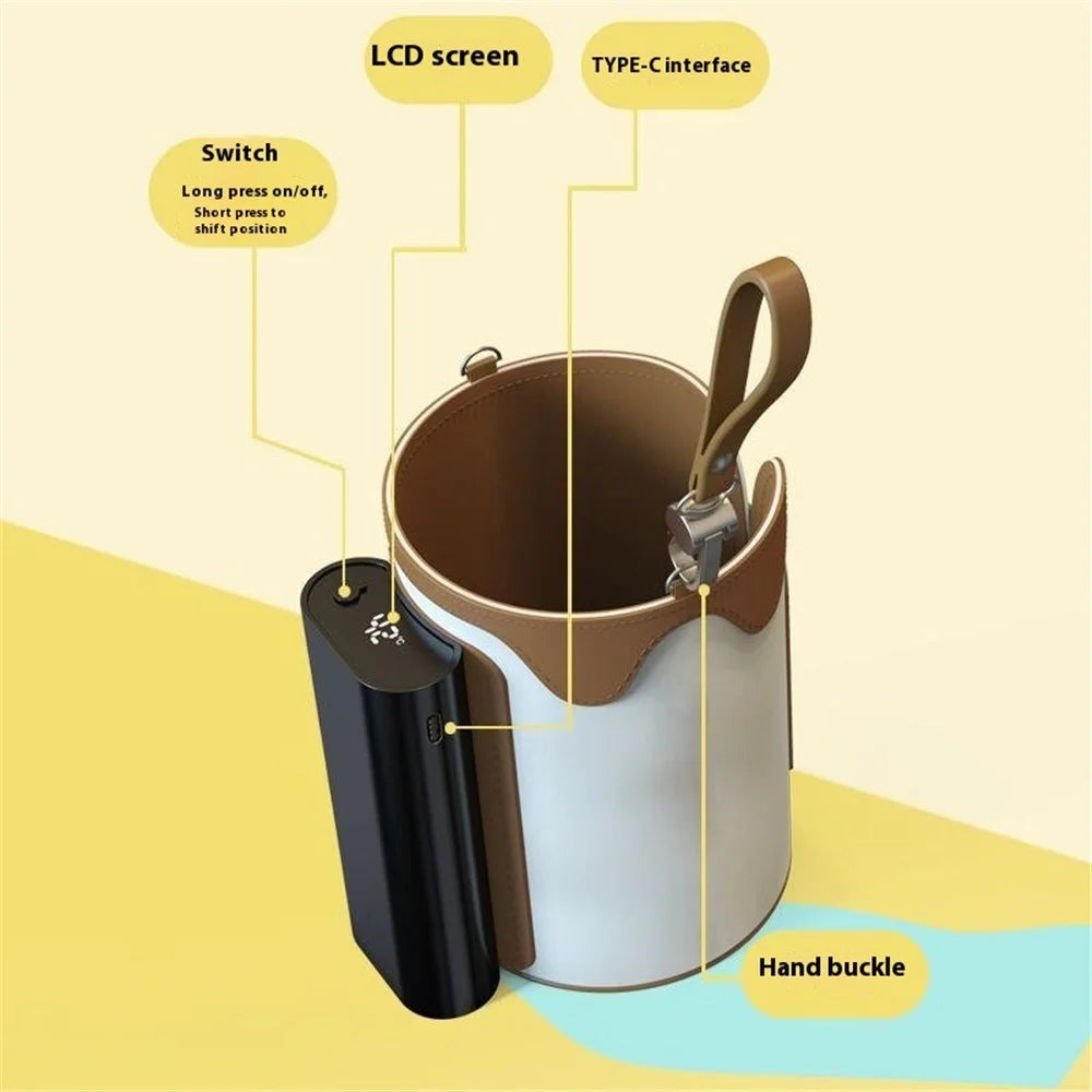 Portable Bottle Warmer Outdoor Baby Milk Heater Travel Feeding Insulation Bag Size L  /  EU Plug - White+Brown - 7