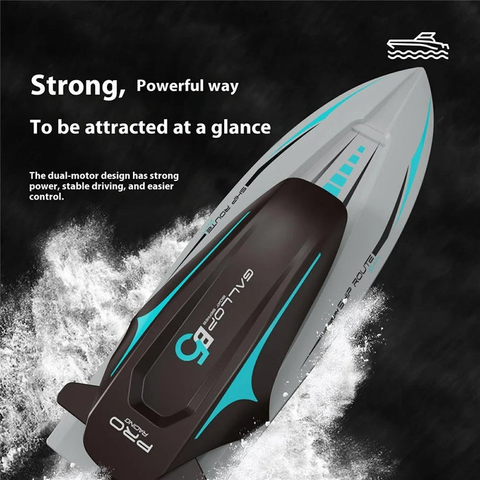 B5 RC Boat High Speed Motorboat 4 Channel 2.4G Electric Yacht Model Toy for Summer Water Fun (Single Battery) - Blue - 3