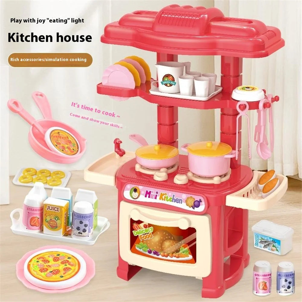 623-C1 Children Mini Kitchen Pretend Play Toys Girls DIY Role Play Realistic Cooking Utensils Countertop Toy Set - 2