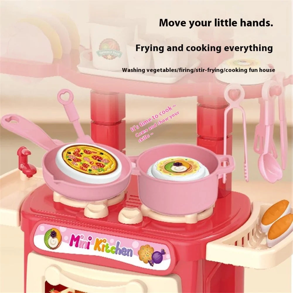 623-C1 Children Mini Kitchen Pretend Play Toys Girls DIY Role Play Realistic Cooking Utensils Countertop Toy Set - 3