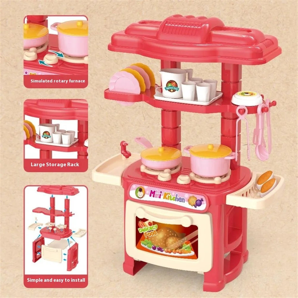 623-C1 Children Mini Kitchen Pretend Play Toys Girls DIY Role Play Realistic Cooking Utensils Countertop Toy Set - 4
