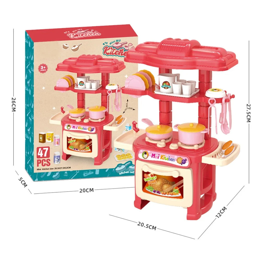 623-C1 Children Mini Kitchen Pretend Play Toys Girls DIY Role Play Realistic Cooking Utensils Countertop Toy Set - 6
