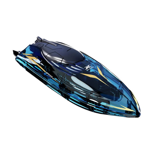 802 High Speed RC Boat 5 Channel Stunt Boat 2.4G Remote Control with LED Lights - Transparent Blue - 1