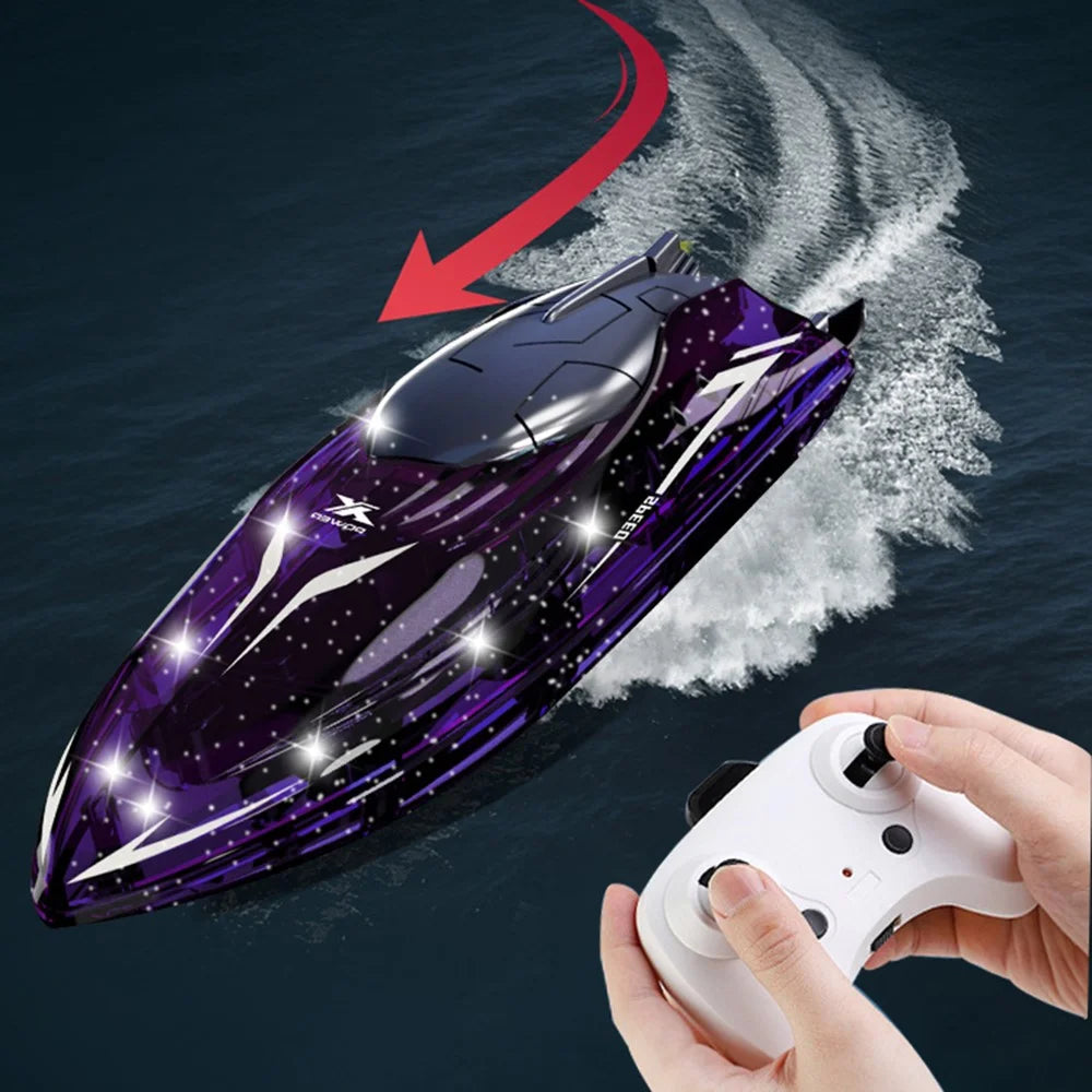 802 High Speed RC Boat 5 Channel Stunt Boat 2.4G Remote Control with LED Lights - Transparent Blue - 6