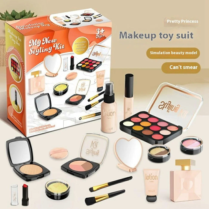 Children Pretend Play Makeup Set 11Pcs Cosmetics Kit Toy Role Play Beauty Accessories - Pink - 3