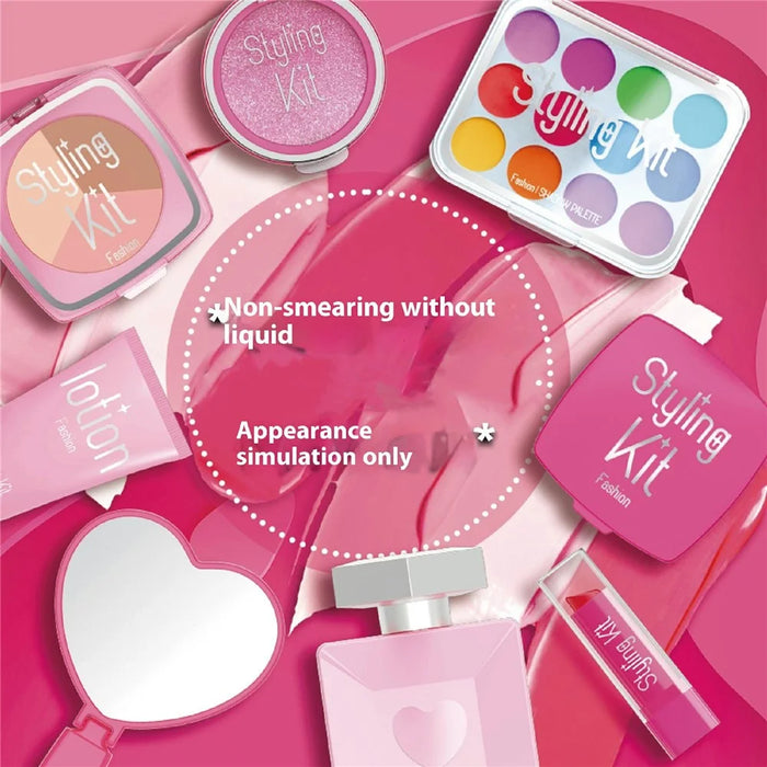 Children Pretend Play Makeup Set 11Pcs Cosmetics Kit Toy Role Play Beauty Accessories - Pink - 7