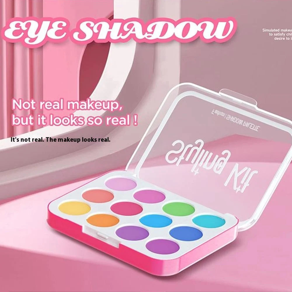Children Pretend Play Makeup Set 10Pcs Cosmetic Toys for Girls Role Play Beauty Kit - Pink - 3