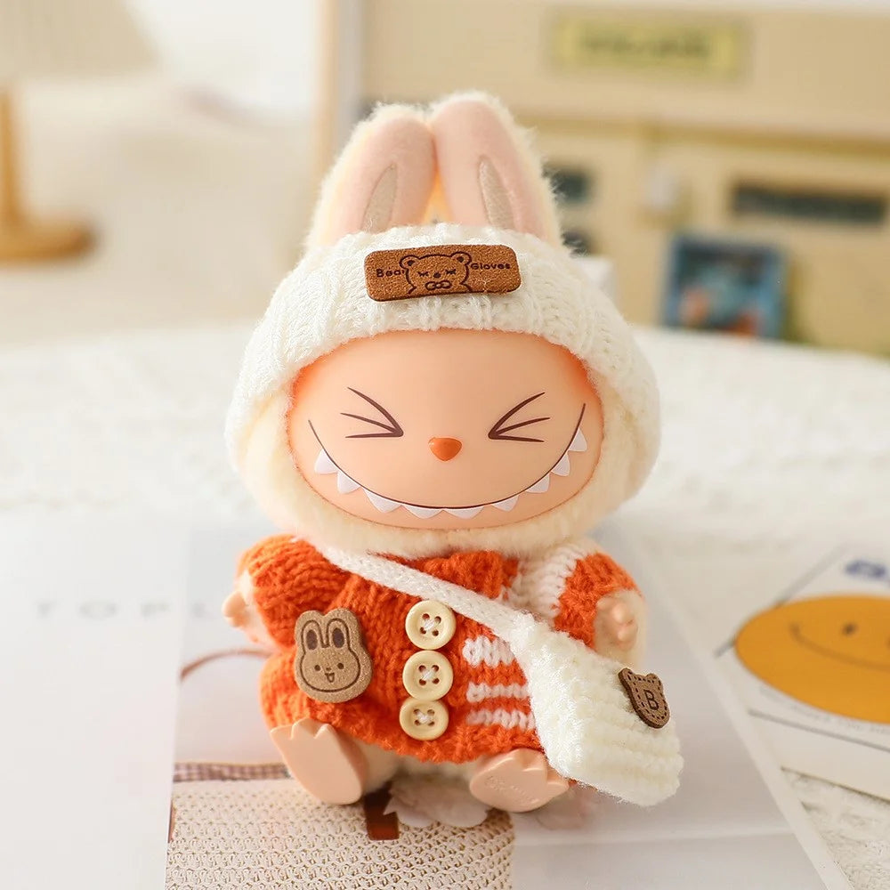 Knitted Sweater Set with Hat  /  Bag Doll Clothes Replacement Outfit for 17cm Figures 1st  /  2nd  /  3rd (No Doll) - Orange - 1