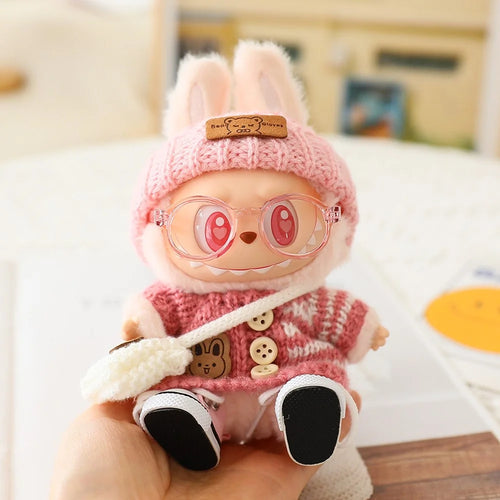 Knitted Sweater Set with Hat  /  Bag  /  Glass  /  Shoes Doll Clothes Outfit for 17cm Figures 1st  /  2nd  /  3rd (No Doll) - Pink - 1