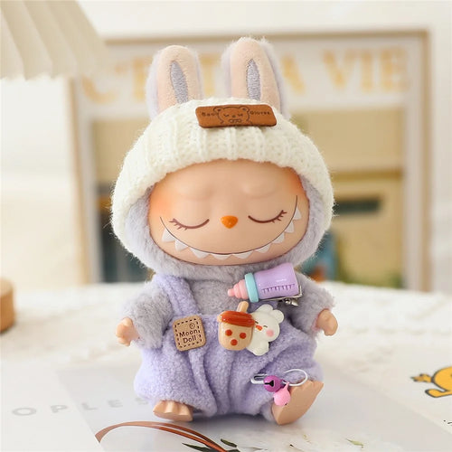 Doll Clothes Set with Hat for 17cm 1st  /  2nd  /  3rd Figures Replacement Outfit Overalls (No Doll) - Purple - 1