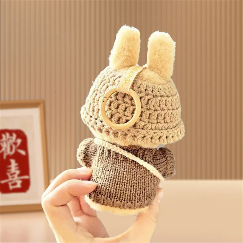 Doll Clothes Set with Knitted Sweater / Hat / Bag for 17cm Vinyl Figures Outfit Doll Accessories (No Doll) - Khaki - 4