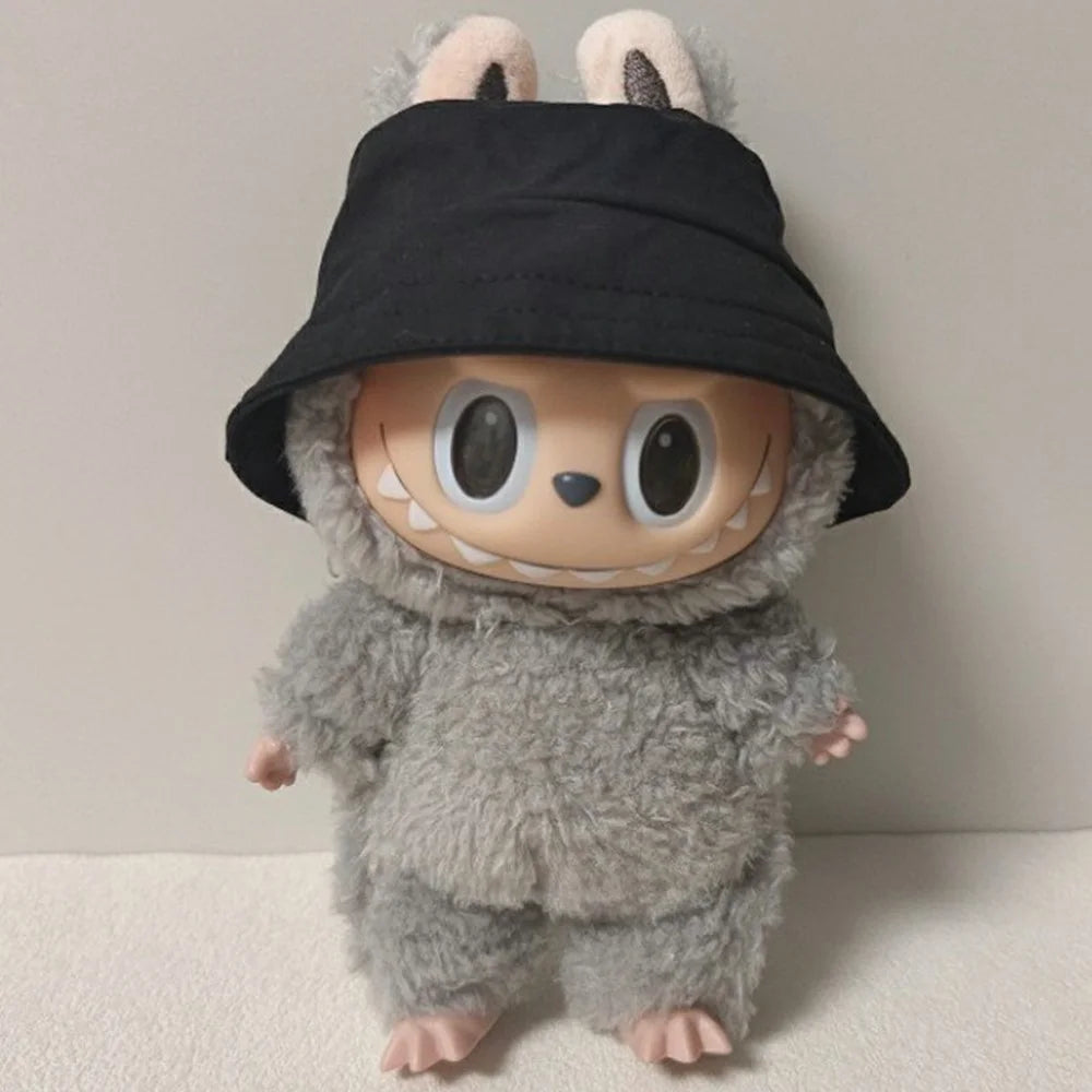 Doll Hat for 17cm 1st / 2nd / 3rd Dolls Bucket Hat Figures Accessories (No Doll) - Black - 1