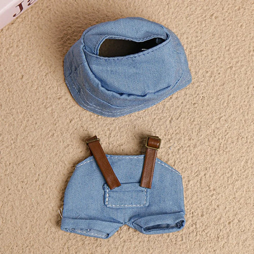 Doll Clothes Set with Fisherman Hat / Overalls Figure Outfit for 17cm 1st 2nd 3rd Dolls (No Doll) - Blue - 1