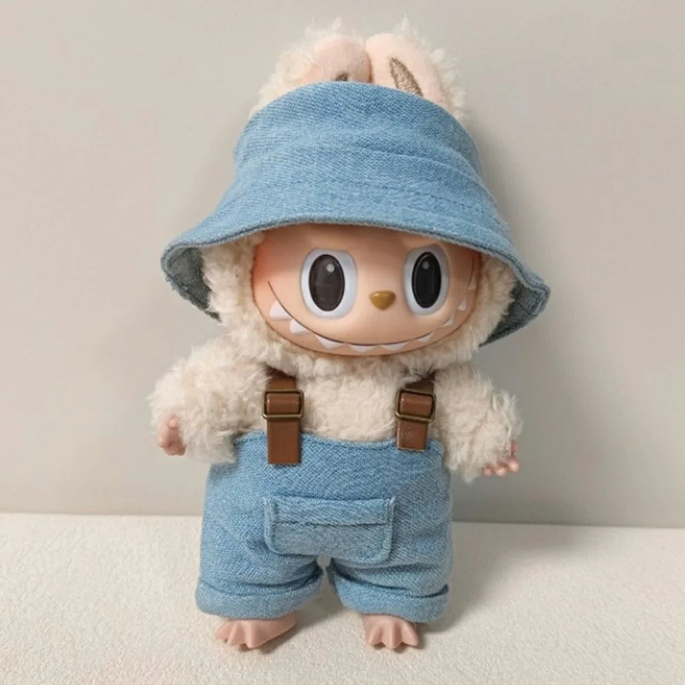 Doll Clothes Set with Fisherman Hat / Overalls Figure Outfit for 17cm 1st 2nd 3rd Dolls (No Doll) - Blue - 2