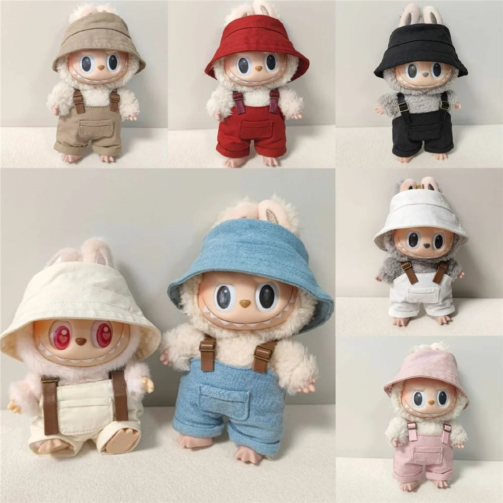 Doll Clothes Set with Fisherman Hat / Overalls Figure Outfit for 17cm 1st 2nd 3rd Dolls (No Doll) - Blue - 3