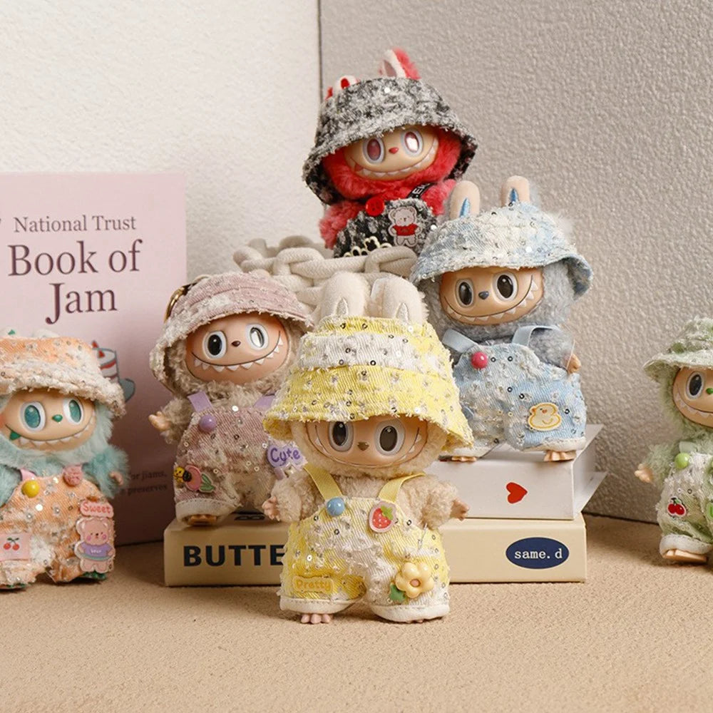 Doll Clothes Set with Fisherman Hat / Overalls Figures Costume for 17cm 1st / 2nd / 3rd Dolls (No Doll) - Cat - 5