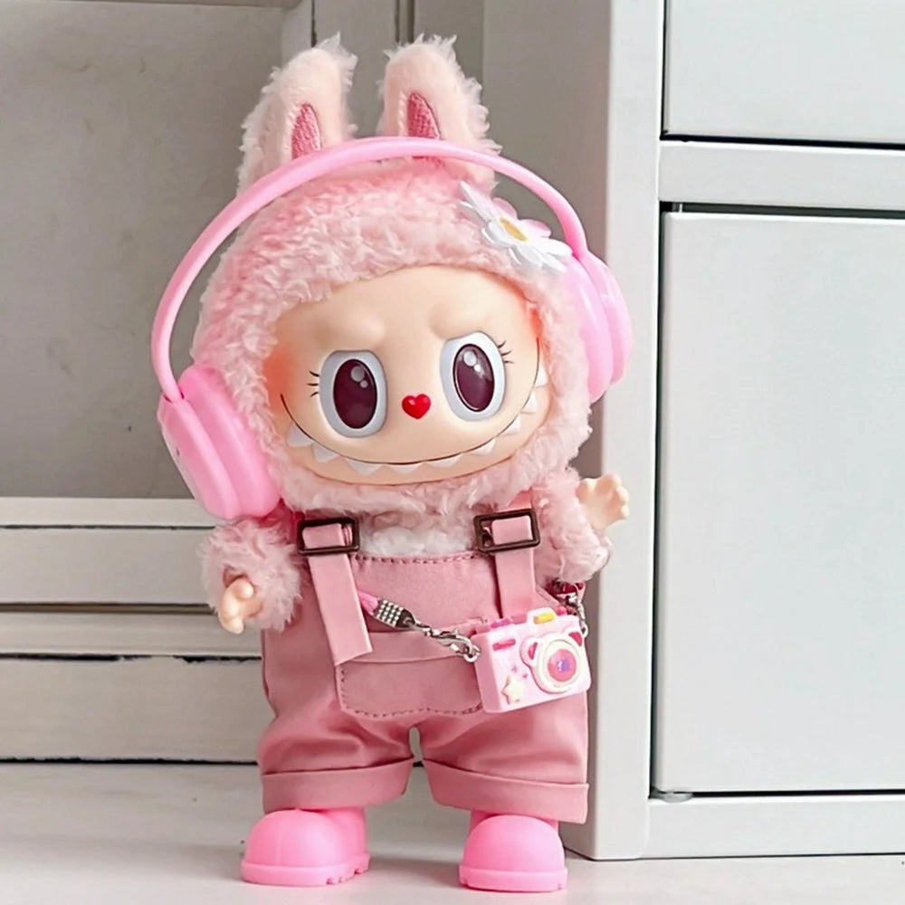 Doll Clothes Set with Overalls / Headphones / Camera / Shoes for 17cm 1st / 2nd / 3rd Dolls Costume Figure Outfit (No Doll) - Pink - 2