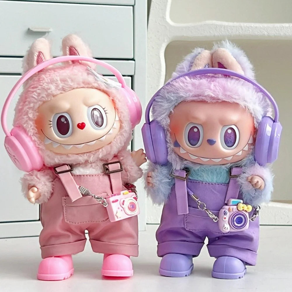 Doll Clothes Set with Overalls / Headphones / Camera / Shoes for 17cm 1st / 2nd / 3rd Dolls Costume Figure Outfit (No Doll) - Pink - 3